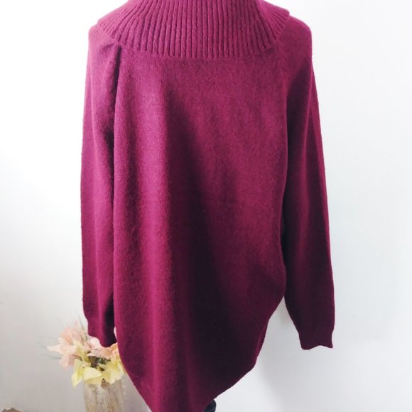 Lety & Me Maroon turtle neck Sweater button side design Size 2X - Picture 5 of 8